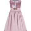 Midi Dirndl 70 cm rosa Samt mit Petticoat Toska 010103