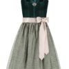 Midi Dirndl 65 cm dunkelgrün hellgrün Samt Greta 013914