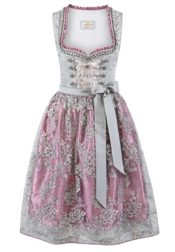 Dirndl Nicole (grau-bordeaux