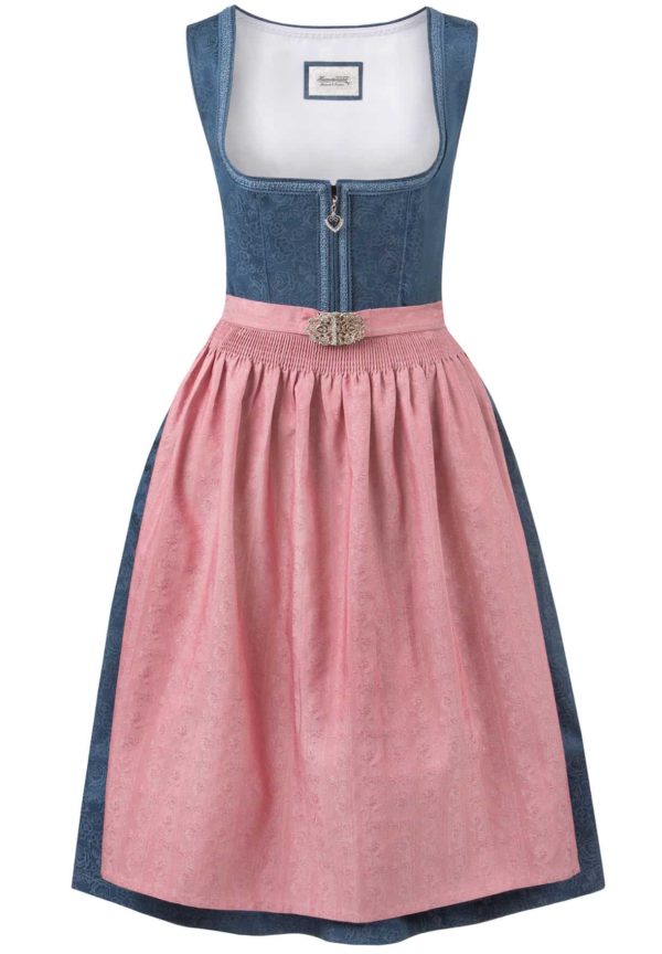 Dirndl Roseline (blau-altrosa