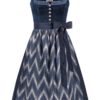 Midi Dirndl 70 cm blau grau Samt Amalia 015906 - limitiert