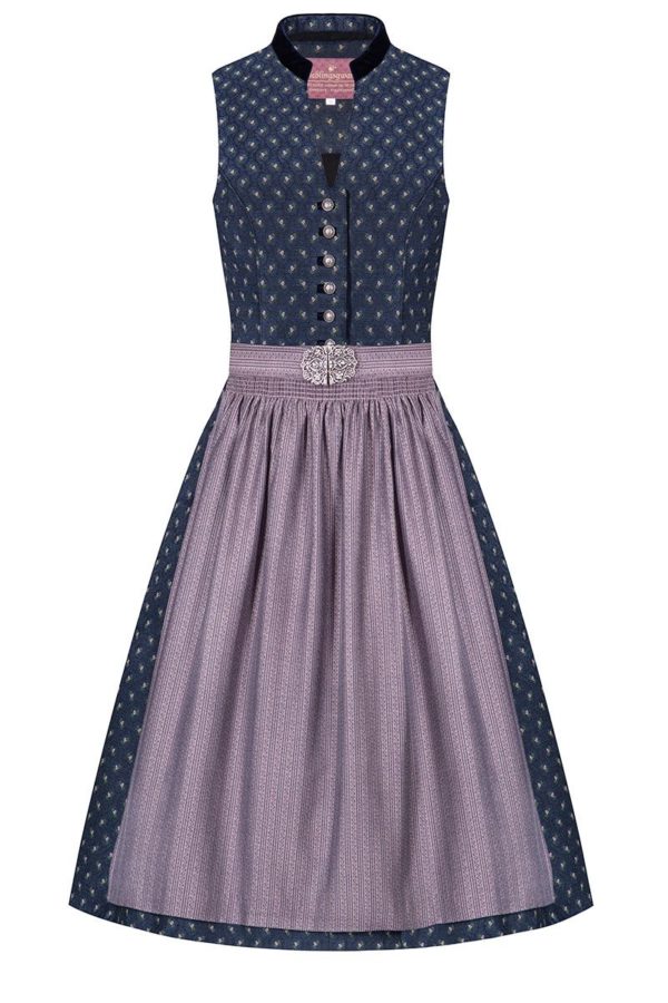 Midi Dirndl 65cm dunkelblau flieder Lotte 004917 - limitiert