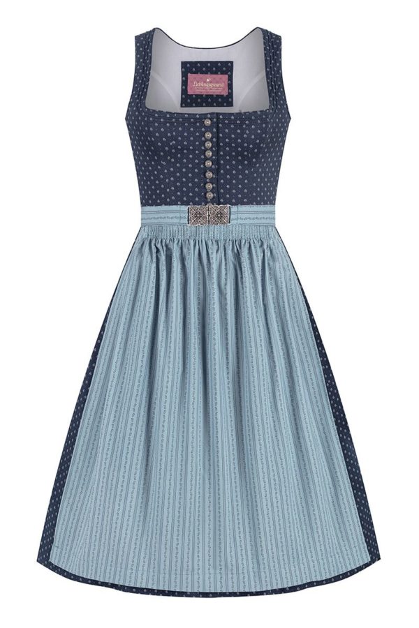 Midi Dirndl 70 cm dunkelblau hellblau Valerie 016552