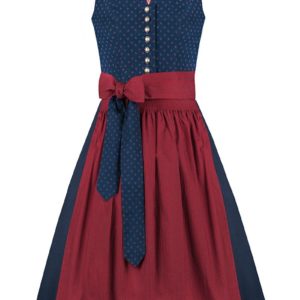 Midi Dirndl 65cm dunkelblau dunkelrot Ela 004458