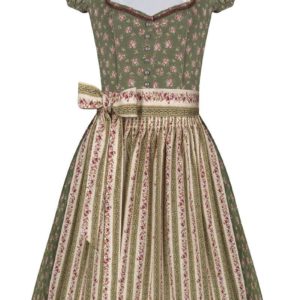 Mini Dirndl 55cm oliv creme geblümt 004402