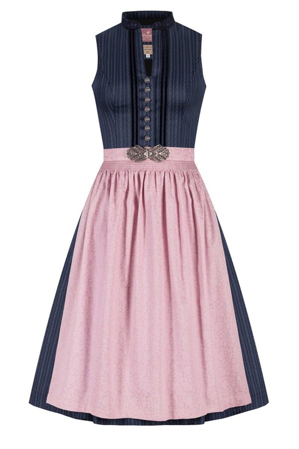 Midi Dirndl 65 cm dunkelblau altrosa Loretta 010397 - limitiert