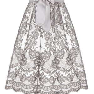 Dirndl Spitzenschürze midi 65 cm silber Greta 009333