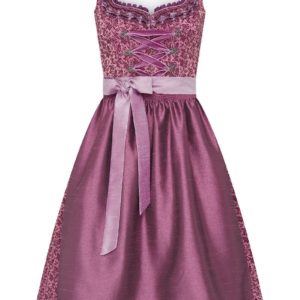 Midi Dirndl 70 cm aubergine gemustert Viola 008709