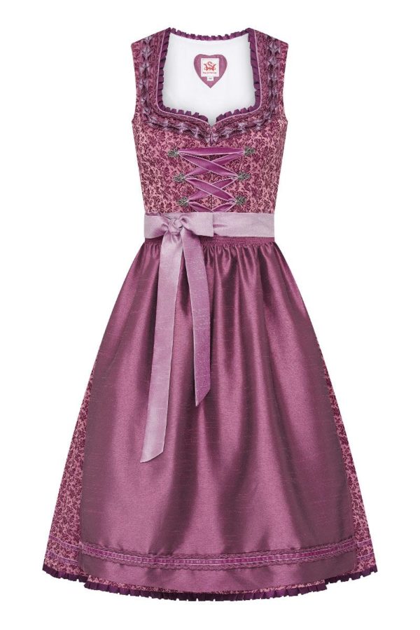 Midi Dirndl 70 cm aubergine gemustert Viola 008709