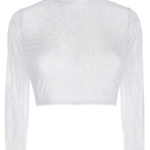 Dirndlbluse Spitze weiß Stretch hochgeschlossen 011681