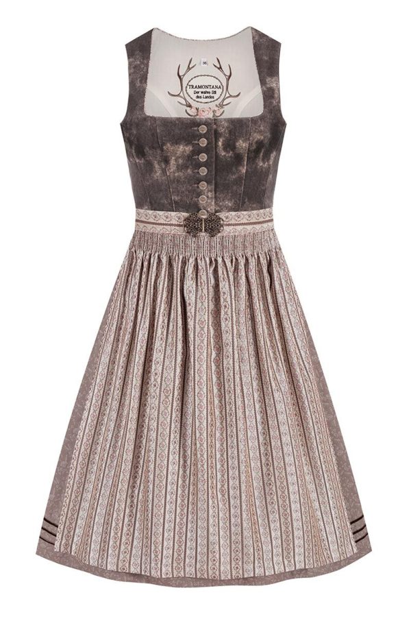 Midi Dirndl 70 cm braun taupe Brenda 011664