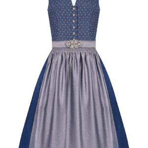 Midi Dirndl 65cm blau grau Lotte 003449