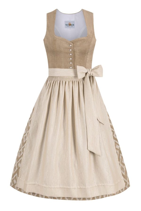 Midi Dirndl 70 cm taupe natur Cord Davina 014407