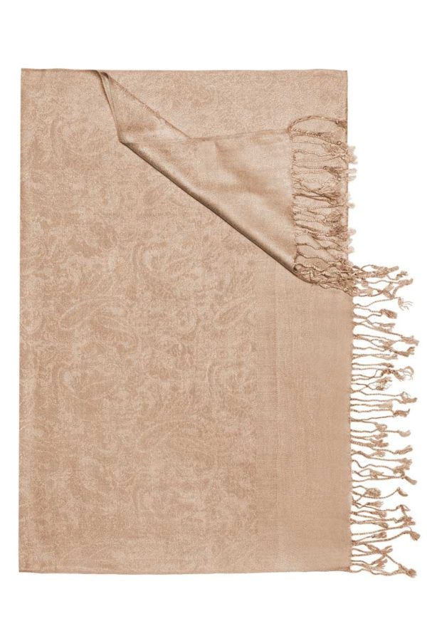 Trachtentuch 70 x 200 cm taupe mit Fransen 002958