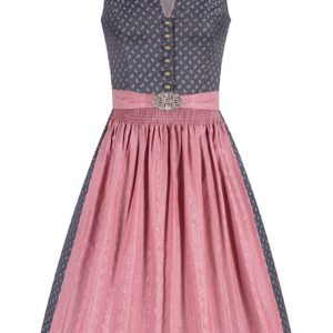 Midi Dirndl 65 cm blau rosenholz Louise 010226