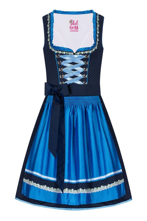 Mini Dirndl 55cm dunkelblau gepunktet blau Luise 006929