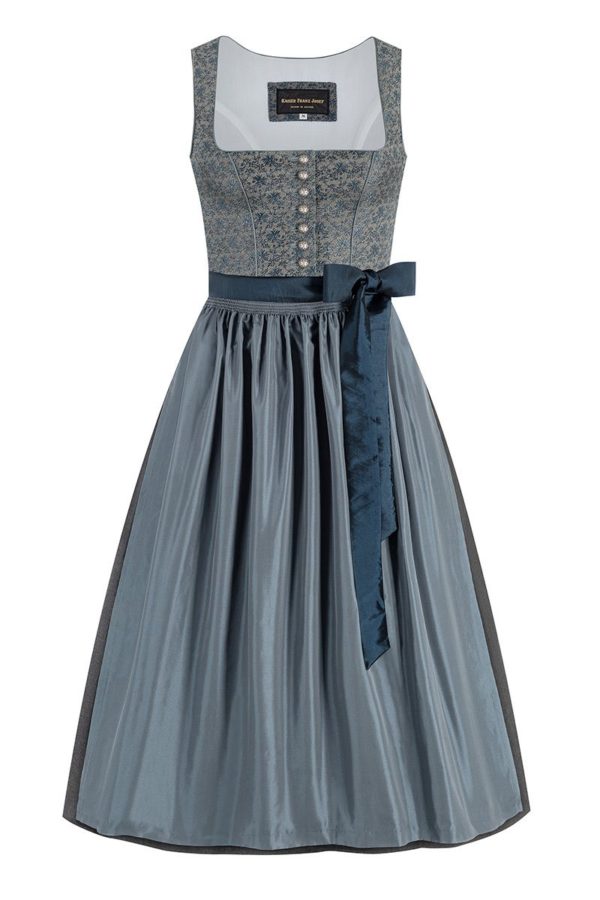 Dirndl lang 85 cm blau gemustert Therese 012773