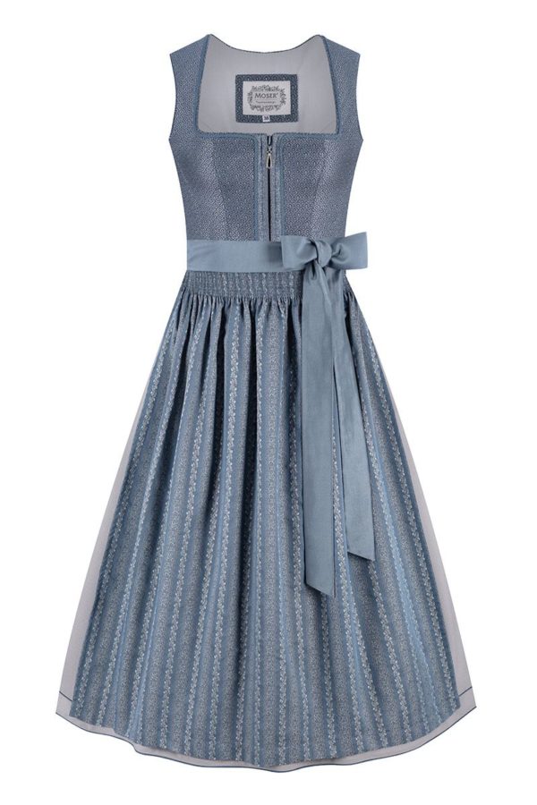 Dirndl lang 85 cm blau grau Lina 014178