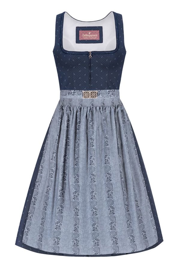 Midi Dirndl 65 cm dunkelblau hellblau Theresa 010002