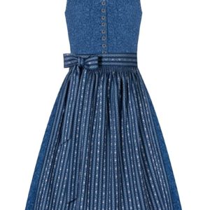 Midi Dirndl 65cm blau dunkelblau gemustert Elisa 008487