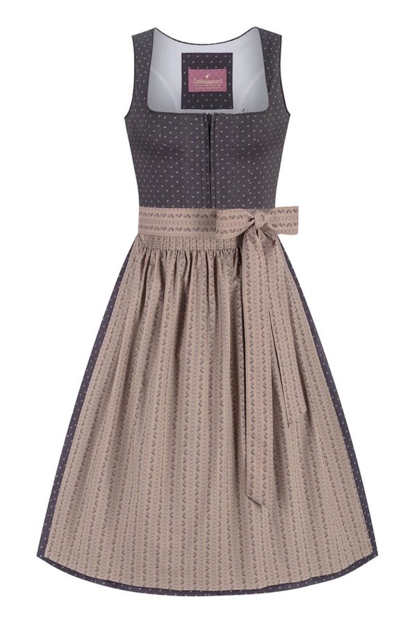 Midi Dirndl 70 cm anthrazit taupe Veronika 016549