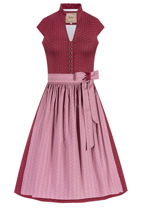 Midi Dirndl 65 cm rot altrosa Stretch Paula 010384 – Bild 2