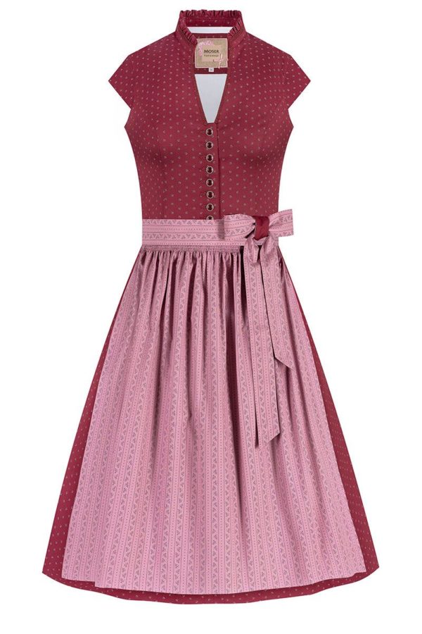 Midi Dirndl 65 cm rot altrosa Stretch Paula 010384