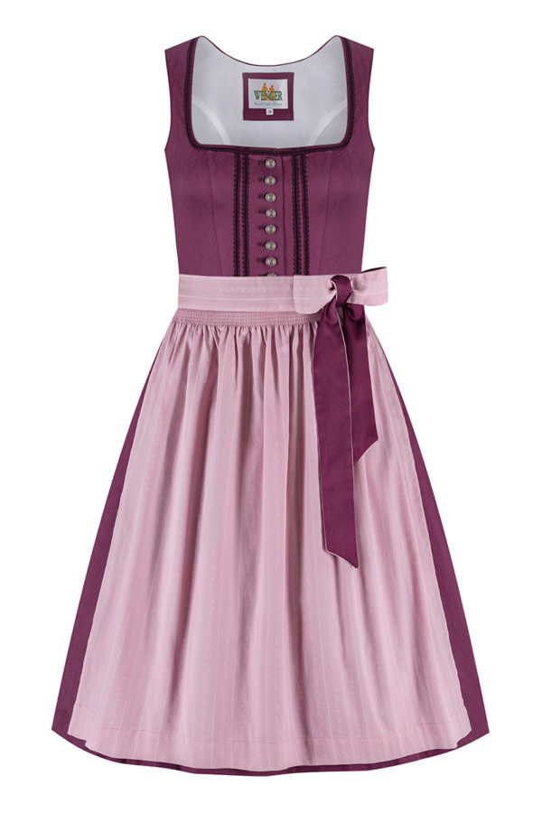 Midi Dirndl 65 cm beere altrosa Valerie 010429 – Bild 2