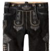 Trachtenlederhose Beppo4 (schwarz gespeckt