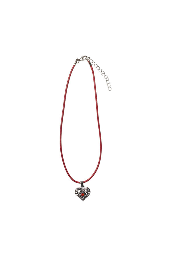 Collier mit Herzanhänger 000156 ~ dunkelrot