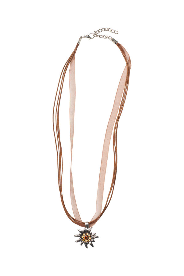 Collier mit Edelweissanhänger 000157 ~ braun