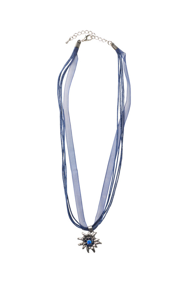 Collier mit Edelweissanhänger 000157 ~ dunkelblau
