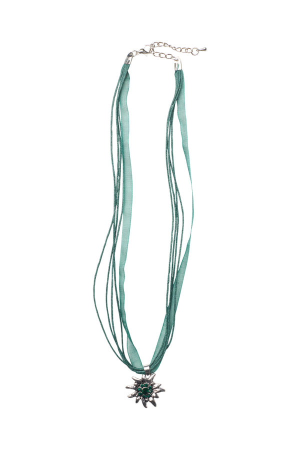 Collier mit Edelweissanhänger 000157 ~ dunkelgrün
