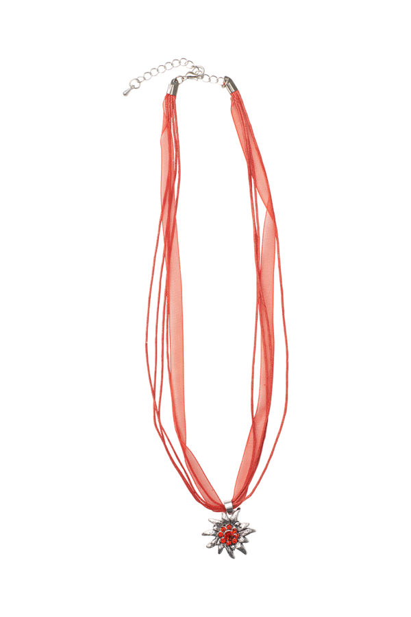 Collier mit Edelweissanhänger 000157 ~ rot