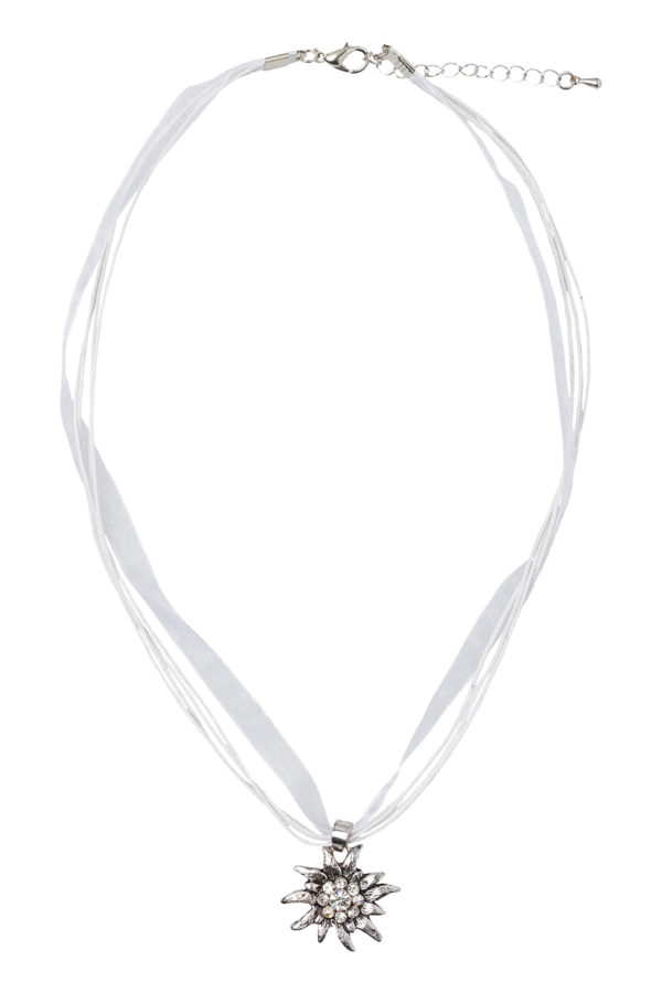 Collier mit Edelweissanhänger 000157 ~ weiß