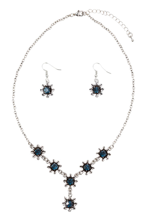 Schmuckset - Collier & Ohranhänger 000160 ~ dunkelblau