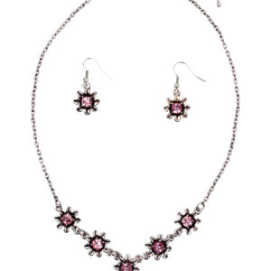 Schmuckset - Collier & Ohranhänger 000160 ~ rosa
