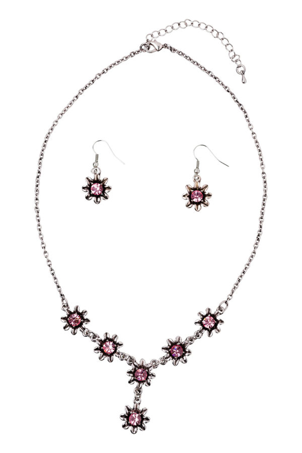 Schmuckset - Collier & Ohranhänger 000160 ~ rosa