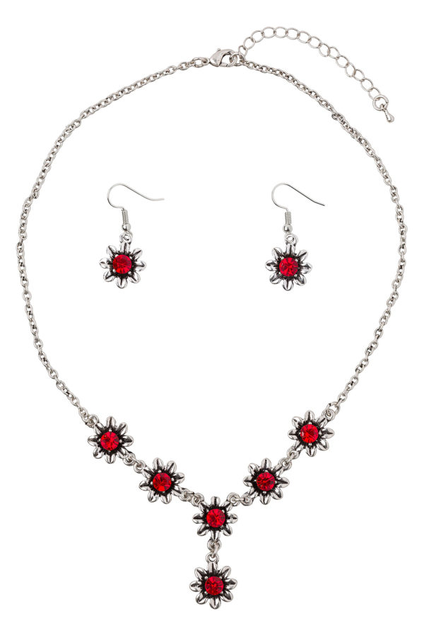Schmuckset - Collier & Ohranhänger 000160 ~ rot