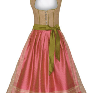 Midi Dirndl 65cm braun-beere Leinen Maira 001546 ~ 34