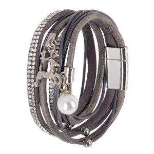 Wickelarmband aus Leder ~ anthrazit