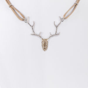 Collier mit Hirschgeweih und Strass ~ taupe
