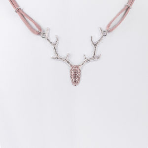 Collier mit Hirschgeweih und Strass ~ altrosa