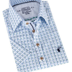 Trachtenhemd hellblau kariert (slim fit) ~ 36