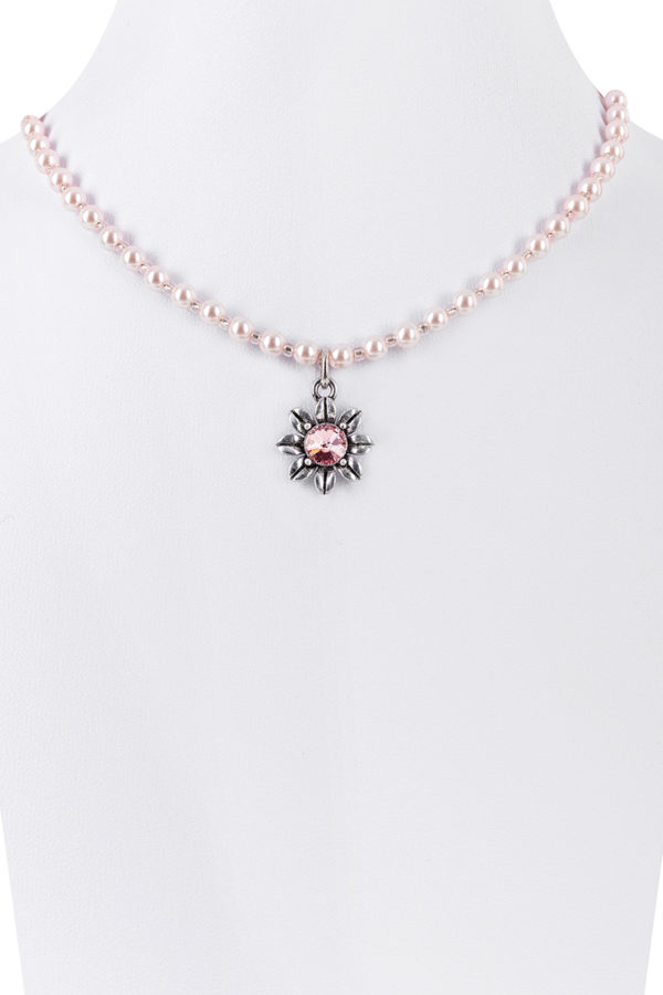 Kinder Perlencollier mit Strassblüte ~ rosa