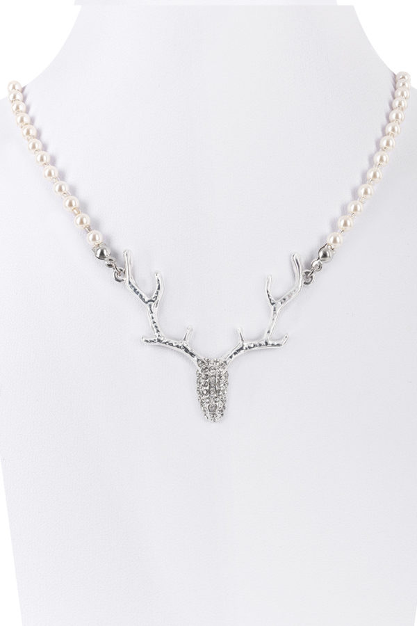 Perlencollier mit Hirschgeweih und Strass