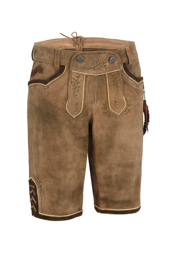 Damen Lederhose kurz braun-rot-grün Amira 120673 ~ 36