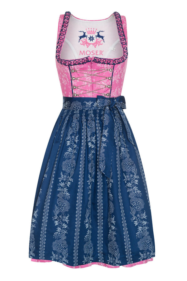 Midi Dirndl 65cm pink-dunkelblau Rosalinda 130936 ~ 32