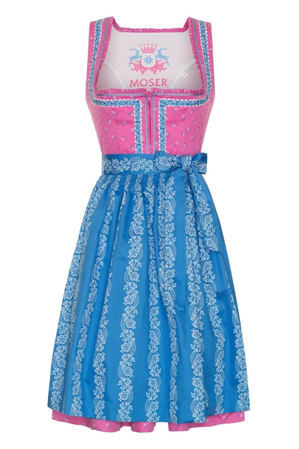 Mini Dirndl 60cm pink-hellblau Lizzy 130943 ~ 34
