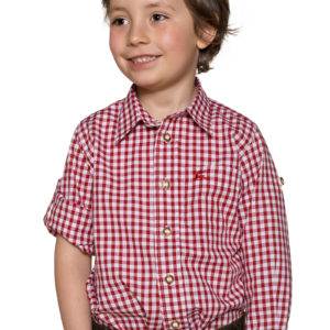 Kinder Trachtenhemd langarm rot karo 140079 ~ 116
